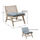 Natural Wood Cane Insert Light Blue Cushion Accent Chair
